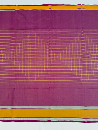 ShopNaya Exclusive | Handwoven | Cotton Saree | No Blouse | Pink & Yellow | Gold & Silver Zari | Ships from California